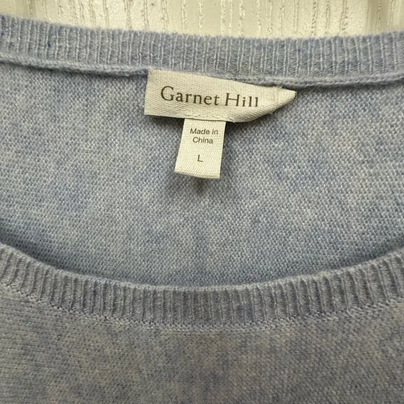 Garnet Hill Essential Cashmere Cropped Sweater Clearwater Heather Large - Picture 3 of 13